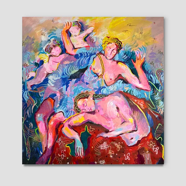 Image of Selena and Endymion by Notuko , size: 130x140, made of mixed media on canvas , Painting medium, from Rivne , part of the myths series, priced at €3000