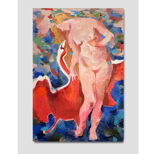 Image of Leda and Zeus by Notuko , size: 110x160, made of acrylic on canvas , Painting medium, from Rivne , part of the myths series, priced at €2900