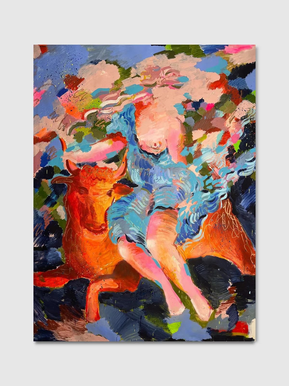 Image of The Abduction of Europa by Notuko , size: 130x175, made of mixed media on canvas , Painting medium, from Rivne Ukraine , part of the myths series, priced at €3500