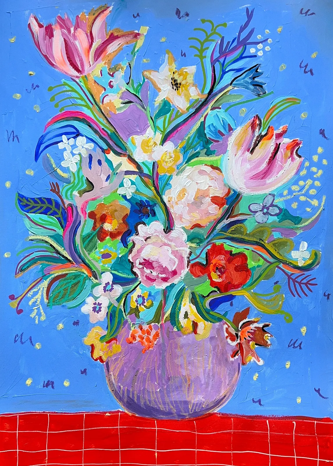 Image of spring flowers  by Notuko , size: 50x65 , made of Acrylic on paper , Painting medium, from Rivne Ukraine , priced at €340