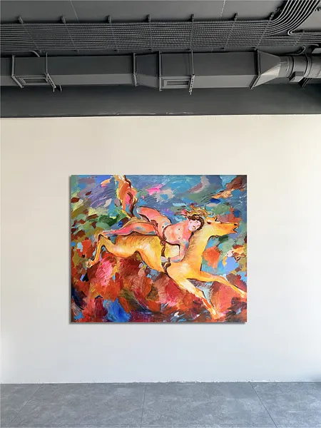 Image of Mazeppa by Notuko , size: 174x140, made of Acrylic on canvas , Painting medium, part of the myths series, priced at €3000 Photo 2 of 2.