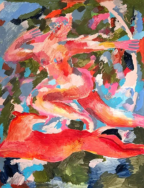 Image of Artemida by Notuko , size: 130x175, made of Acrylic on canvas , Painting medium, from Rivne / Ukraine , part of the myths series, priced at €3000 Photo 2 of 2.