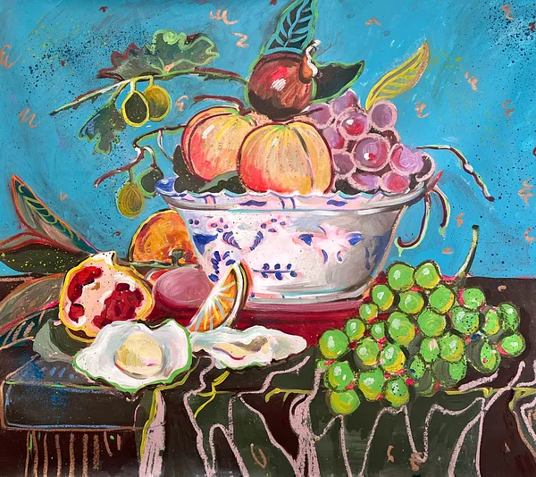 Image of GRAPE by Notuko , size: 110x90, made of mixed media on canvas , Painting medium, from Rivne , part of the myths series, priced at €900 Photo 2 of 2.
