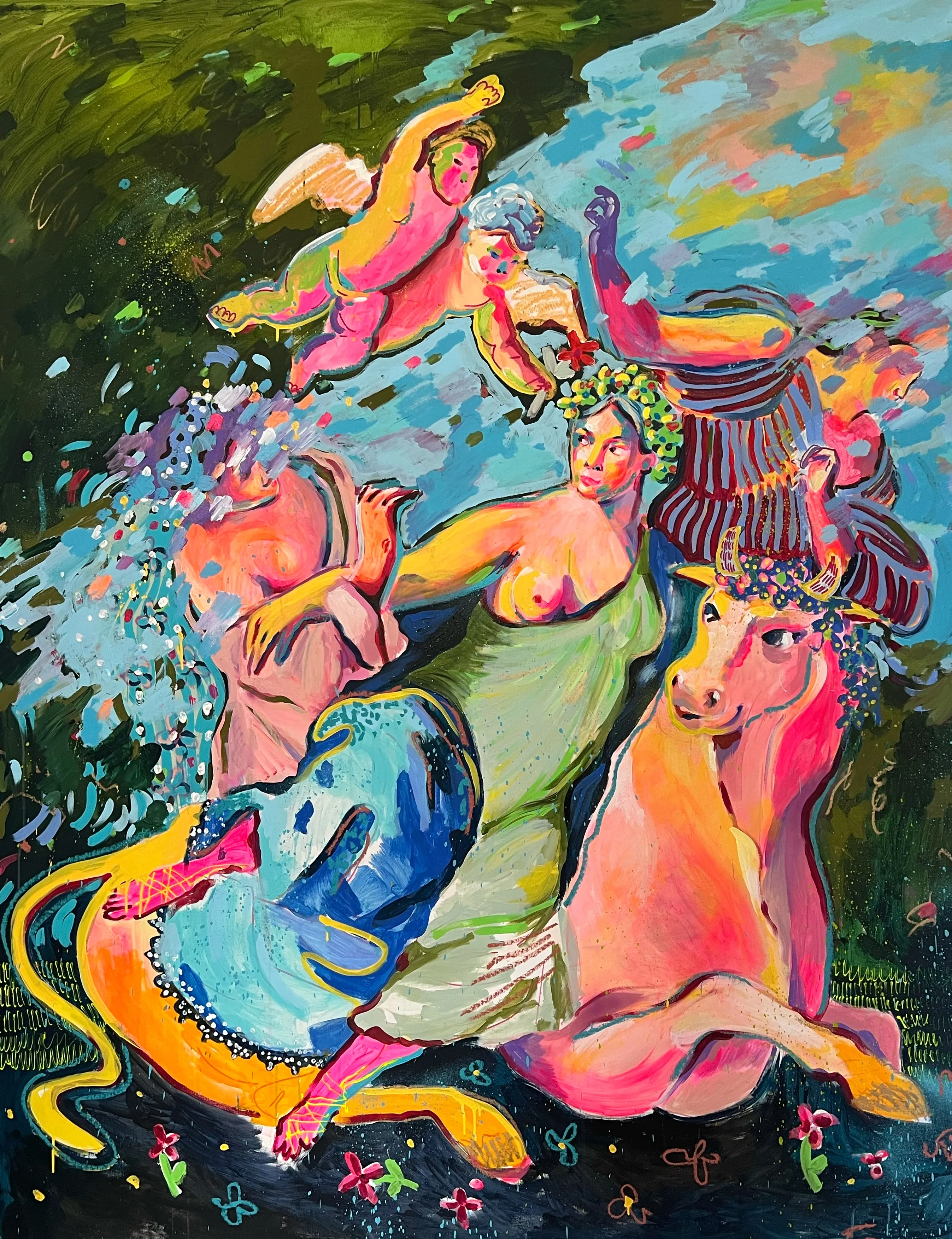 Image of The Rape of Europe  by Notuko , size: 135x175, made of mixed media , Painting medium, from Rivne , part of the myths series, priced at €3700