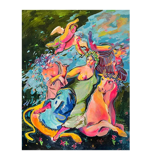 Image of The Rape of Europe  by Notuko , size: 135x175, made of mixed media , Painting medium, from Rivne , part of the myths series, priced at €3900