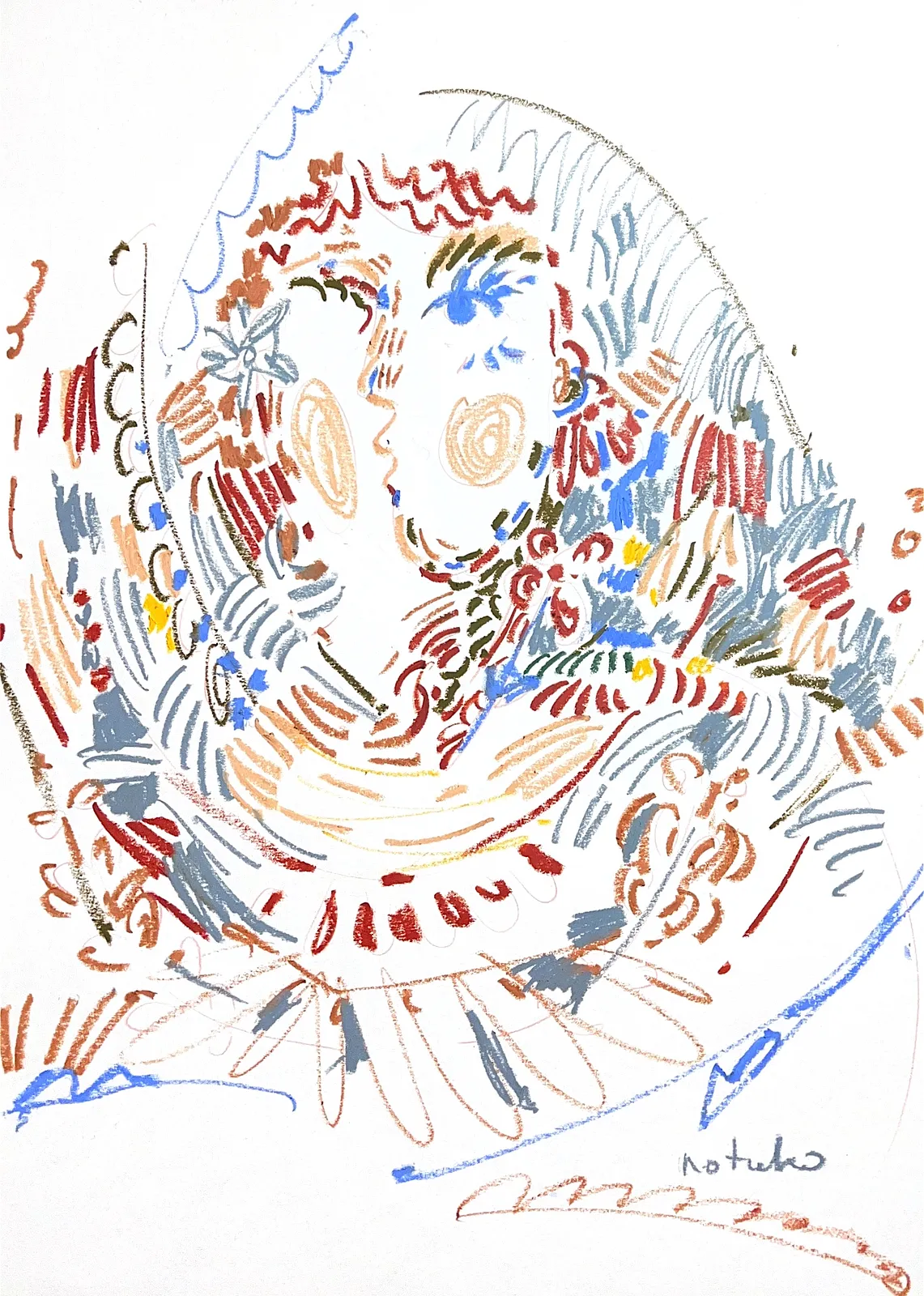 Image of Ukrainian woman by Notuko , size: 50x70, made of oil pastel on paper, Graphics medium, from Rivne / Ukraine, part of the Ukrainian woman series, priced at $300
