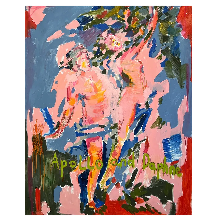 Image of Apollo And Daphne by Notuko , size: 120x160, made of Acrylic on canvas, Painting medium, from Kyiv / Ukraine , part of the myths series, priced at €3500