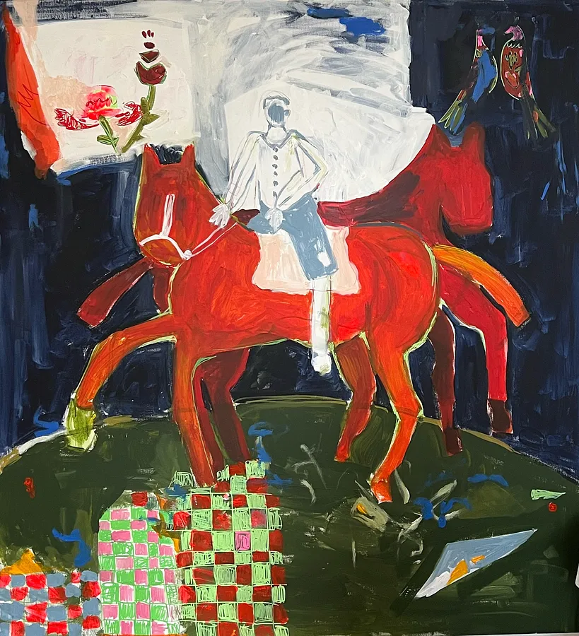 Image of Red Horses by Notuko , size: 120x130, made of acrylic on canvas , Painting medium, from Rivne, priced at €2300