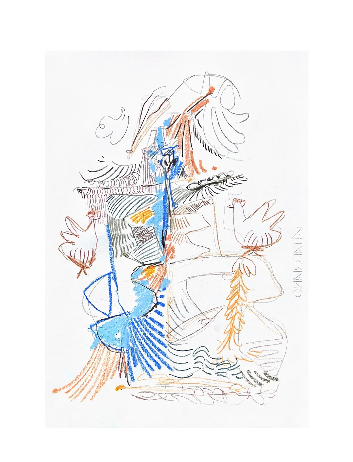 Image of woman with bird  by Notuko , size: 35x50, made of pastel on paper , Graphics medium, priced at €200