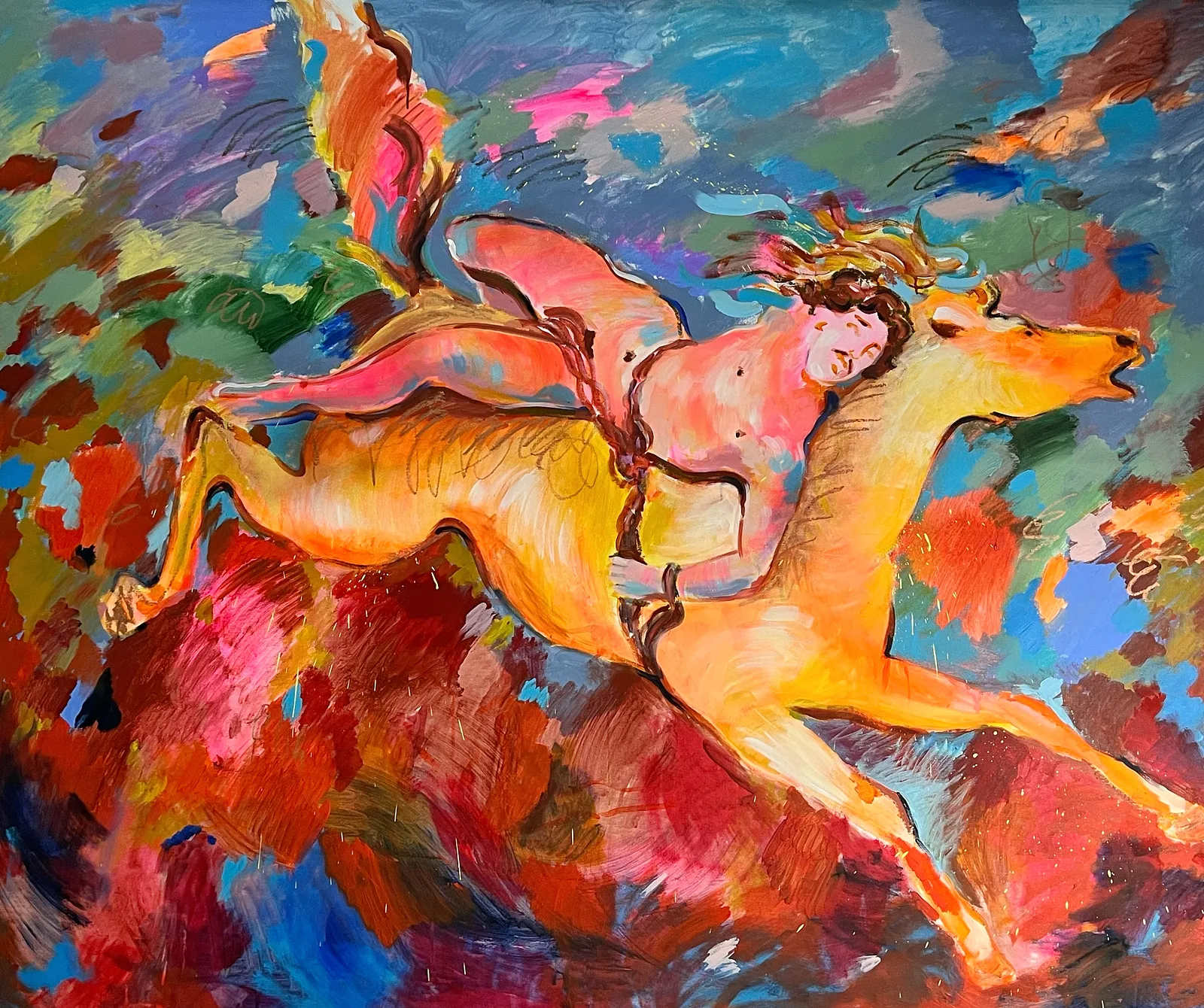 Image of Mazeppa by Notuko , size: 174x140, made of Acrylic on canvas , Painting medium, part of the myths series, priced at €3000 Photo 1 of 2.